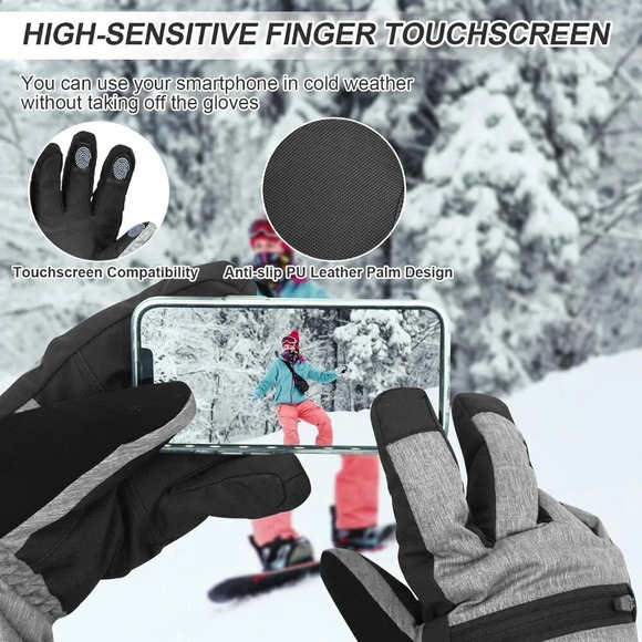 3M Thinsulate Ski Gloves Waterproof Gloves for  Men Cold Winter Weather Thermal - Picture 5 of 6